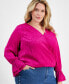 ფოტო #3 პროდუქტის Plus Size Surplice-Neck Blouse, Created for Macy's