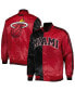 Men's Black, Red Miami Heat Fast Break Satin Full-Snap Jacket