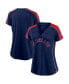Фото #1 товара Women's Navy, Red Cleveland Indians True Classic League Diva Pinstripe Raglan V-Neck T-shirt