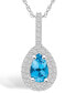 Фото #1 товара Blue Topaz (1 Ct. T.W.) and Diamond (3/8 Ct. T.W.) Halo Pendant Necklace in 14K White Gold