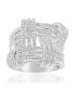 Фото #1 товара Suzy Levian Sterling Silver Cubic Zirconia Weaving Wide Band Ring