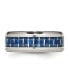 Stainless Steel Blue Fiber Inlay 8mm Edge Band Ring