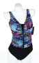 Profile by Gottex 128219 multi-color Aztec ruffle one-peice swimsuit size 10