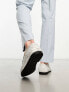 ASOS DESIGN loafers in silver velvet with gunmetal chain detail