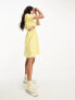 Фото #1 товара Monki balloon sleeve cut out mini dress in yellow gingham