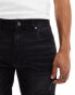 Фото #5 товара Pull&Bear slim fit ripped denim shorts in washed black