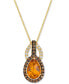 Фото #1 товара Cinnamon Citrine (2-3/4 ct. t.w.) & Diamond (5/8 ct. t.w.) Double Teardrop Pendant Necklace in 14k Gold, 18" + 2" extender