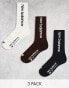 Фото #2 товара New Balance Linear logo 3 pack crew socks in black, brown and white