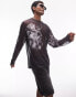 Фото #1 товара Topman oversized fit long sleeve mesh t-shirt with floral print in black