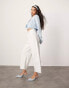 ASOS DESIGN barrel leg jeans with cinch waist in ecru