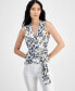 Фото #1 товара Women's Belted Sleeveless Wrap Top, Created for Macy's
