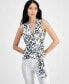 ფოტო #1 პროდუქტის Women's Belted Sleeveless Wrap Top, Created for Macy's