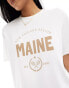 Vero Moda super soft oversized t-shirt with 'MAINE' front print in white