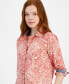 ფოტო #3 პროდუქტის Women's Cotton Paisley Roll-Tab Shirt