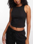 ASOS DESIGN mix & match cotton racer front pyjama vest in black