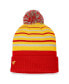 Фото #3 товара Men's Red, Gold Calgary Flames True Classic Retro Cuffed Knit Hat with Pom