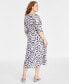 Фото #2 товара Women's Cotton Surplice-Neck 3/4-Sleeve Midi Dress, Created for Macy's
