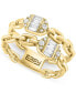 ფოტო #1 პროდუქტის EFFY® Diamond Baguette & Round Chain Link Double Ring (1/4 ct. t.w.) in 14k Gold