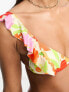 Miss Selfridge painted bright floral frill bikini top