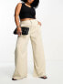 Фото #1 товара In The Style Plus x Gemma Atkinson high waist wide leg trouser in beige
