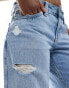 Hollister low rise baggy jeans in mid blue with destroy details