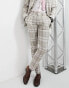 Фото #2 товара ASOS DESIGN skinny linen mix suit trousers in stone check