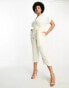 Closet London Plus tie waist kimono jumpsuit in ivory