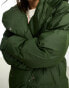 Фото #4 товара Noisy May Droplets longline padded coat with oversized hood in green