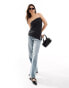 Фото #2 товара Vero Moda asymmetric ribbed jersey bandeau top in washed grey