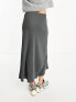 Pieces Tall satin midi skirt in grey