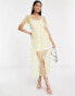 Фото #1 товара Never Fully Dressed embroidered daisy maxi dress in yellow