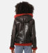 Women's Detachable Hooded Shearling Jacket, Cracked Brown with Coral Curly Wool Коричневый, Small - фото #3