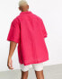 ASOS DESIGN super oversized revere linen mix shirt in bright pink