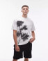 Topman premium oversized fit t-shirt with blurred floral front and back print in white