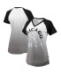 Фото #1 товара Women's Black and White Chicago White Sox Shortstop Ombre Raglan V-Neck T-shirt