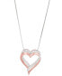 ფოტო #1 პროდუქტის Diamond Double Heart 18" Pendant Necklace (1/4 ct. t.w.) in Sterling Silver & 14k Rose Gold-Plate
