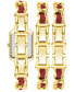 ფოტო #3 პროდუქტის Women's Gold-Tone Alloy Chain with Red Insert Bracelet Watch Set, 22mm