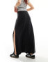 & Other Stories fluid jersey maxi skirt with side split in black