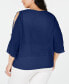 ფოტო #2 პროდუქტის Plus Size Rhinestone-Trim Blouson Top