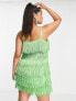 Фото #2 товара River Island Plus fringe mini dress in green