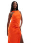 Фото #2 товара ASOS DESIGN sleeveless ruched waist detail midi dress in orange