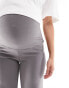 Фото #4 товара Mamalicious Maternity over the bump ribbed wide leg trousers in dark grey