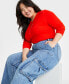 ფოტო #3 პროდუქტის Trendy Plus Size High-Rise Utility Cargo Jeans, Created for Macy's