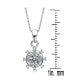 Cubic Zirconia White Gold plated Sterling Silver Round Pendant Surrounded With Hearts
