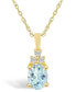 ფოტო #1 პროდუქტის Aquamarine (1-1/7 Ct. T.W.) and Diamond (1/10 Ct. T.W.) Pendant Necklace in 14K Yellow Gold