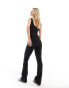 In The Style Petite scoop neck wide leg jumpsuit in black