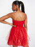 Miss Selfridge tulle frill detail prom mini dress in red