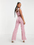 Фото #2 товара Jaded Rose Petite sheer wide leg trousers on pink sparkle co-ord