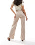 Bershka wide leg tailored trousers in Stone