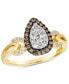 ფოტო #1 პროდუქტის Nude Diamond & Chocolate Diamond Pear Halo Ring (1/2 ct. t.w.) in 14k Two-Tone Gold